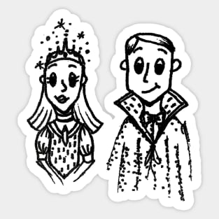 Royal Prince and Princess Doodle Sticker